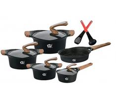 K&I 16tlg- Topfset-Schwerz-Marmor-Keramik Töpfe Kochtopf-Set Kochtöpfe Brat
