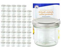 MamboCat 48er Set Sturzgläser 125 ml mit silbernem Deckel to 66 inkl. Diamant Gelierzauber Rezeptheft Marmeladengläser Einmachgläser Einweckgläser