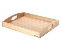 Continenta Tablett aus Gummibaumholz, Frühstückstablett, Holz-Serviertablett, Servierbrett, rechteckig, Größe: 44 x 35 x 5 cm