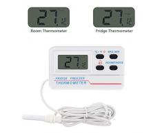 Digital Kühlschrank Thermometer Welltop 2 in 1 Gefrierschrank Thermometer Raumthermometer mit Alarm-Funktion und max/min Funktion LCD Display für Wohnhaus, Restaurants, Cafes, Eisschrank, Kühl