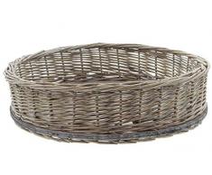 SIDCO Tablett Weide Serviertablett Weidentablett grau Korbtablett Tablettkorb rund