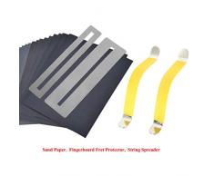 2 Gummi beschichtete Metall-Saite Streichmesser (gelb), 2 Bund Displayschutzfolie Griffbrett Wachen, Sands Papier