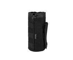 ProCase Taktisch Militär Molle Flaschen Halter mit Kordelzug und Mesh Unterseite,Wasserflasche Trinkflasche Tasche,Tragbarer Wasserbehälter Beutel Tasche für Camping Wandern Jagd Reisen –Schwarz