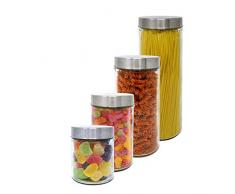 Luxury & Grace Set 4 Vorratsdosen aus Glas, 0,5 L - 0,9L - 1,2L - 1,75 L, Behälter mit Schraubverschluss.