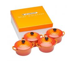 Le Creuset Mini-Cocotte/ Bräter-Set, 4-teilig, Rund, Je 200 ml, 10 x 5 cm, Steinzeug, Ofenrot