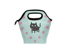 Senya Lunchtasche isolierte Lunchbox Handtasche Tasche wiederverwendbare Kühlbehälter Organizer Schule Outdoor für Frauen Männer Mädchen Jungen Kinder Katze Innen Pfotenabdruck Herz Rahmen