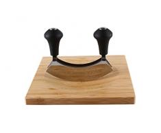 Mack Kräuterbrett aus Bambus mit Wiegemesser 20x20x1,5cm Wiegemesserbrett Kräuterwippe