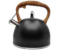 ORION Wasserkessel Wasserkocher Teekessel Flötenkessel Modern automatisch schwarz Holz-Farbe 2,5L Gas Induktion