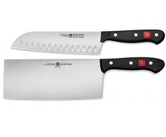Wüsthof Messersatz 2-teilig, Gourmet (9261), inkl. Santoku Messer, Chinesisches Kochmesser, Edelstahl, für Spülmaschine, Asiatisches Messer Set