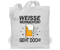 Weihnachten & Silvester - Weiße Weihnachten? Geht doch! Bierglas Bierkrug schwarz - Unisize - Weiß - bierglas weihnachten - WM101 - Stoffbeutel aus Baumwolle Jutebeutel lange Henkel