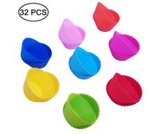 Senhai Silikon-Backförmchen, wiederverwendbar, Antihaft-Mini-Muffinformen, Trüffelform, Cupcake-Einsätze, Regenbogenfarben, 32 Stück