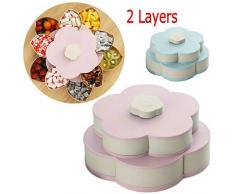 WMX Genießen Sie Life-Bloom Snack Box, Flower Rotating Candy Box Trockenobstteller (Pink)