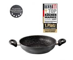 STONELINE® Made in Germany Servierpfanne 28 cm, auch für öl- und fettfreies Braten, Kratzfeste Antihaftbeschichtung mit echten Steinpartikeln, Induktionspfanne