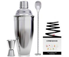 Cocktail Shaker Set 24oz (710ml) Von Cresimo – Cocktail Mixer, Cocktailset Aus Edelstahl - Inklusive Cocktailmixer Mit Integriertem Ausgusssieb, Barlöffel - Inklusive Cocktailrezepten