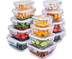 Prep Naturals Vorratsdosen-Set aus Glas 13 x Glasbehälter mit auslaufsicheren Deckeln | Kühlschrank-, Gefrierschrank-, Mikrowelle- u. Spülmaschinengeeignet | Aufbewahrungsdosen, Frischhaltedosen