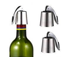 Schneespitze 2 Stück Edelstahl Flaschenverschlüsse,Rot Wein Flasche Stopper,Weinflaschenverschluss Edelstahl für Versiegelte Rotwein- und Champagnerkonservierung