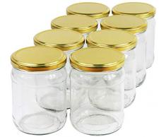 Wamat 450 ml Einweckgläser mit Deckel Gold to 82 Einmachgläser Vorratsgläser Einmachglas Weck (Menge: 24 Stück)