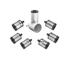 KitchenAid KSMVSA+KSMEMVSC Gemüseschneider Set, Edelstahl, Silber, Weiß, 7- teilig