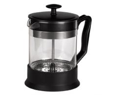 Xavax Kaffee French Press aus Glas (Kaffeebereiter 0,6 Liter, Edelstahlfilter, Kaffeezubereiter mit Sieb, eingebauter Kalkfilter, Kaffee-Bereiter) schwarz/silber
