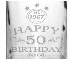 2 Edle Whiskey-Gläser mit Whiskeykaraffe 50 Jahre Gravur - Whisky-Set graviert Geschenkidee