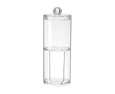 WDOIT Wattestäbchen Aufbewahrungsbox Transparent Runde Doppelschicht Wattepad Cotton Swab Spender Zahnstocher Box Toothpick Holder, 7 * 7 * 19cm