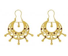 Ohrringe Käsefondue Steine rote in 18 Karat