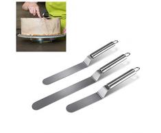 Kuchenmesser & Tortenmesser 3 -Teiliges Edelstahl Winkelpalette Set in 27 cm, 32cm, 37cm rostfreie Glasurmesser Profi Küchenmesser