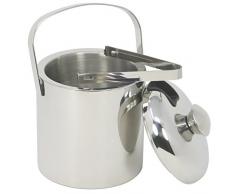 com-four® Hochwertiger Eis-Eimer aus rostfreiem Edelstahl, Eis-Würfel-Behälter doppelwandig mit Deckel und Zange, 1,3 Liter (01 Stück - 1.3Liter)