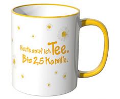 Wandkings® Tasse, Schriftzug: Heute sauf ich Tee. Bis 2,5 Kamille. - GELB