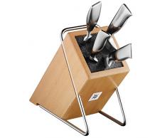 WMF Messerblock ohne Messer, unbestückt, Holz, Buchenholz, leer, für 5-6 Messer, mit Kunststoff-Bürsteneinsatz