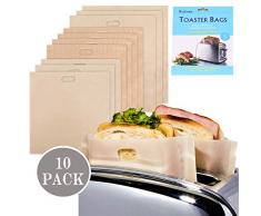 Toaster Beutel Non-Stick Wiederverwendbare Toastabags Waschbar Teflon Toaster Beutel für Toast Sandwich, Sandwich-Bag Anzug für Mikrowelle Grill Toaster LFGB Zertifizierung 10 Stück