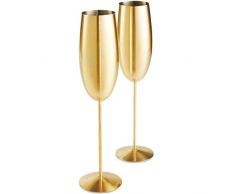 VonShef 2-teiliges Set bruchsichere Sektgläser Champagnerflöten Edelstahl - Gold
