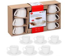 alpina Set Espressotassen mit Untertassen, Keramik, Weiss, 31 x 17.5 x 7 cm, 12-Einheiten