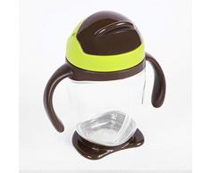 PINGZIJIA Kinder Wasser Tassen Baby Lernen, Flaschen Kleinkind Drinkware mit Griffen Säuglingstraining Trinkbecher Kinder Geschenke 300ml zu Trinken-Kaffee Grüner Pinguin