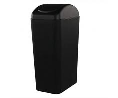 Rinboat 14 l Schwarz Kunststoff Mülleimer Abfallsammler Müllbehälter Schwingdeckel mit Deckel, 1 Packung