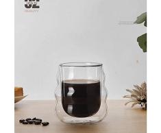 Yunduojia Kreative handgemachte doppelschichtige Wave-Tasse, transparente Büro-Tee-Tasse, heißes Kakaobecherglas, Cappuccino-Tassen Hitzebeständige Latte-Tassen