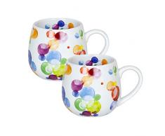 Könitz Porzellan Tassen Set Colourful Cast - Bubbles 2 teilig 400 ml Kaffeetassen Teetassen schönes Becherset
