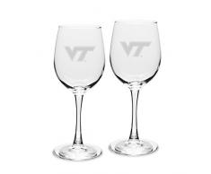 NCAA Weissweingläser, tief, graviert, 340 ml, 2 Stück, Unisex-Erwachsene, Set of 2-12 oz White Wine Glasses - Deep Etch Engraved, farblos, Einheitsgröße