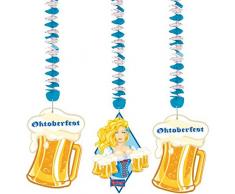 Neu: 3 Deko-Spiralen * Oktoberfest * für die Wiesn oder eine Bier-Party | Deko Dekoration Motto Feier Bayern Oktober Fest Decke Wirbel Maßkrug Maßbier Maß
