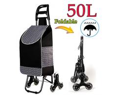 Einkaufstrolley Klappbar Einkaufswagen Treppensteiger Einkaufsroller 6 Große Räder Klappbarer Shopper Transport Trolley Mit Deckel for Camping Angeln,abnehmbare & Regenfeste,bis 50L Belastbar,A