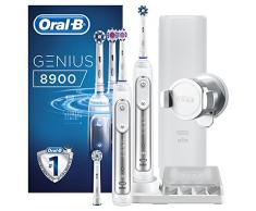 Oral-B Genius 8900 Elektrische Zahnbürste mit Positionserkennung, mit 2. Handstück und Reise-Etui, silber