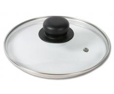 Kerafactum Pfannendeckel Topfdeckel Glasdeckel Universal Deckel für Topf und Pfanne gehärtetes Qualitätsglas Kochdeckel mit Dampfregler Glassdeckel Edelstahlrand Töpfe & Pfannen Griff Black 18 cm