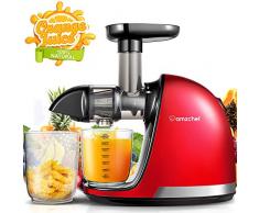 AMZCHEF Slow Juicer BPA-frei Entsafter Gemüse und Obst Profi Entsafter mit Ruhiger Motor & Umkehrfunktion & Saftkanne & Reinigungsbürste(150 Watt/Rot)