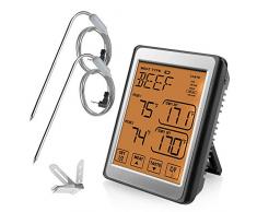 iKALULA Fleischthermometer, Digitales Grill-Thermometer Bratenthermometer Ofenthermometer Mit 2 Sonden Küchenthermometer Barbecue Smoker Grillthermometer Mit LCD-Display Thermometer 8 Fleischwahlen