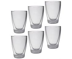 Feelino Lattechino doppelwandige Latte Macchiato-Gläser, 6er-Set 300ml XL Thermo-Gläser mit Schwebe-Effekt im Geschenkkarton