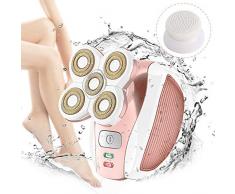 Damen-Beine Gesicht Lippen Bikini-Haarentferner Rasierer Elektrischer Trimmer Pflegeset Professioneller, schnurloser, wasserdichter Rasierer mit 5 Schwimmkopf Schnelle USB-Rasierer zum Aufladen