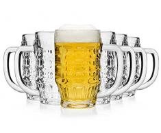 Bormioli Rocco 133910337 Malles Bierseidel, Bierkrug, Bierglas, 370ml, mit Füllstrich bei 0.3l, Glas, transparent, 6 Stück