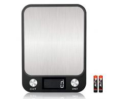 KINLO Küchenwaage Touch Control Digitalwaage Nahrungsmittelskala elektronische Waage hohe Präzision auf bis zu 1g, 10kg Maximalgewicht Haushaltswaage mit leuchtende LCD-Anzeige, Inkl. Batterien