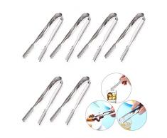 Huture 6PCS Edelstahl Sägezahn Zuckerzange Eiswürfel Süßigkeiten Zange Zucker Clip Spaghetti Servierzange Salatzange Gebäckzange 11cm für Hochzeit Party Candy Bar Büfett Picknick BBQ Grillzange,Silber