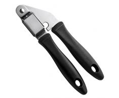 Fiskars Knoblauchpresse mit herausnehmbarem Einsatz, Kunststoff, Länge: 20 cm, Schwarz/Silber, Essential, 1023793